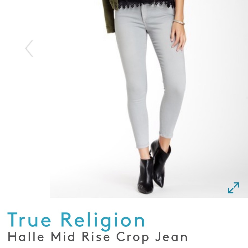 ♥️🆕True Religion Halle Mid Rise Crop Jeans